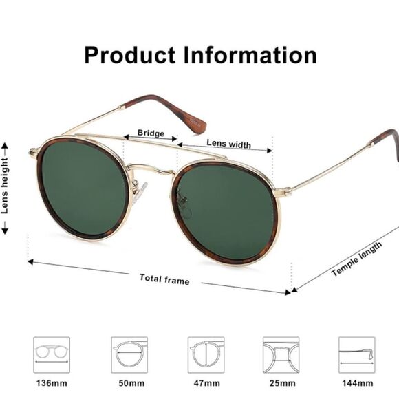 Round Retro Double Bridge Sunglasses
